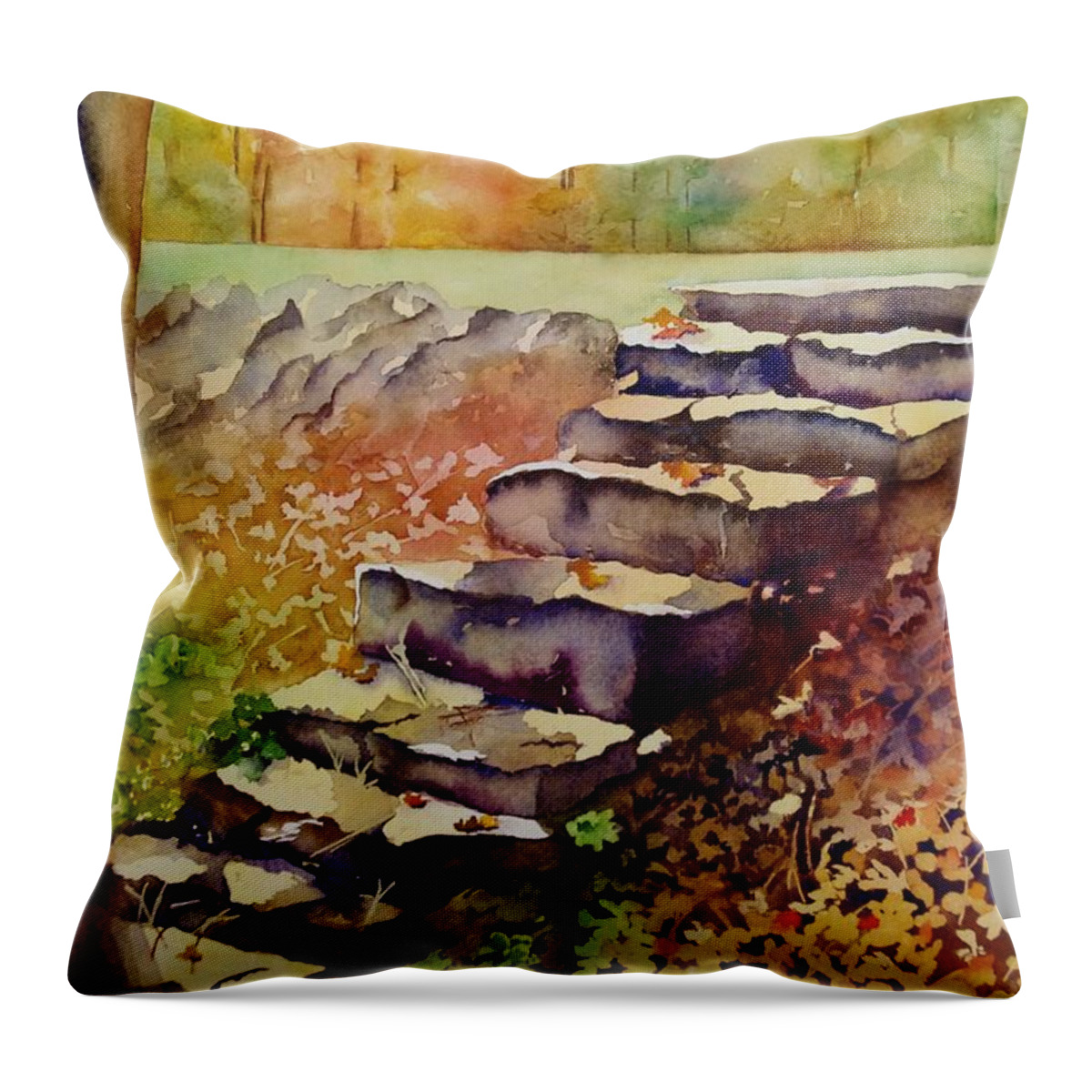 Rocks Throw Pillow featuring the painting Rock Steps by Beth Fontenot