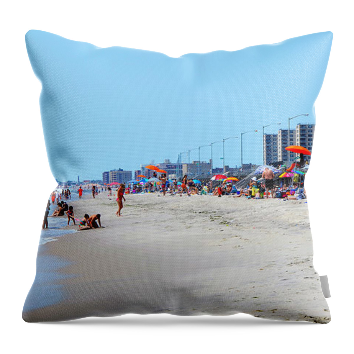 Rockaway Beach Throw Pillow featuring the photograph Rockaway Beach and Boardwalk Summer 2012 by Maureen E Ritter