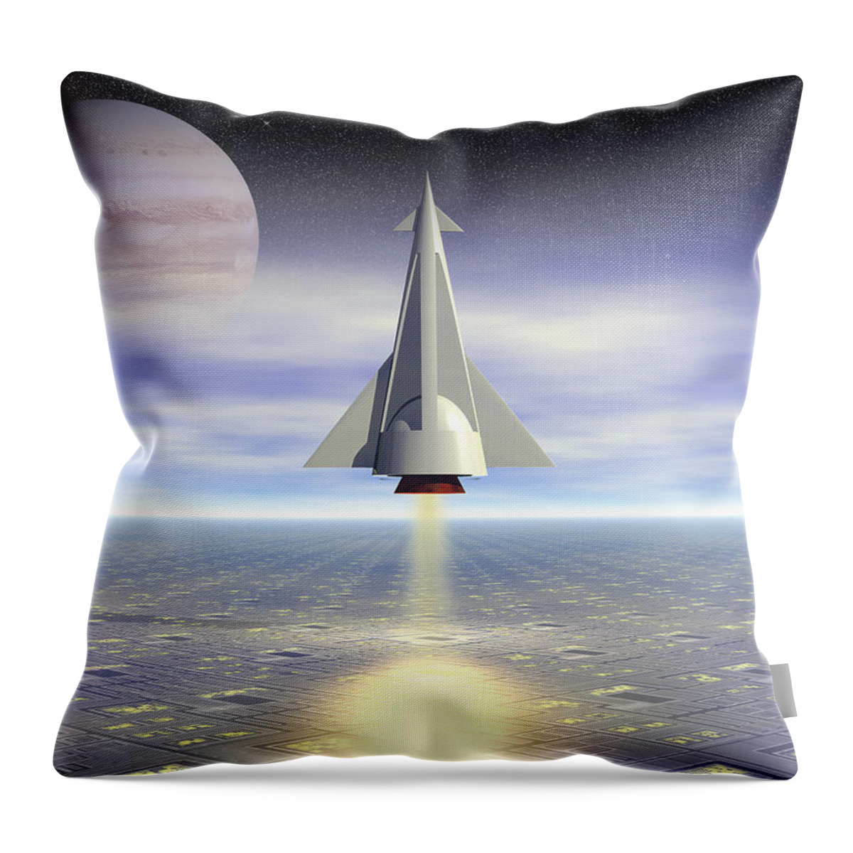 Space Throw Pillow featuring the digital art Rocket Launch by Phil Perkins