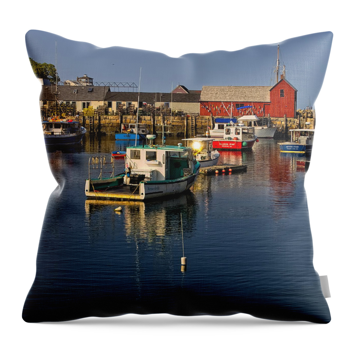 Atlantic Ocean Throw Pillow featuring the photograph Rockport Harbor No.1 by Mark Myhaver