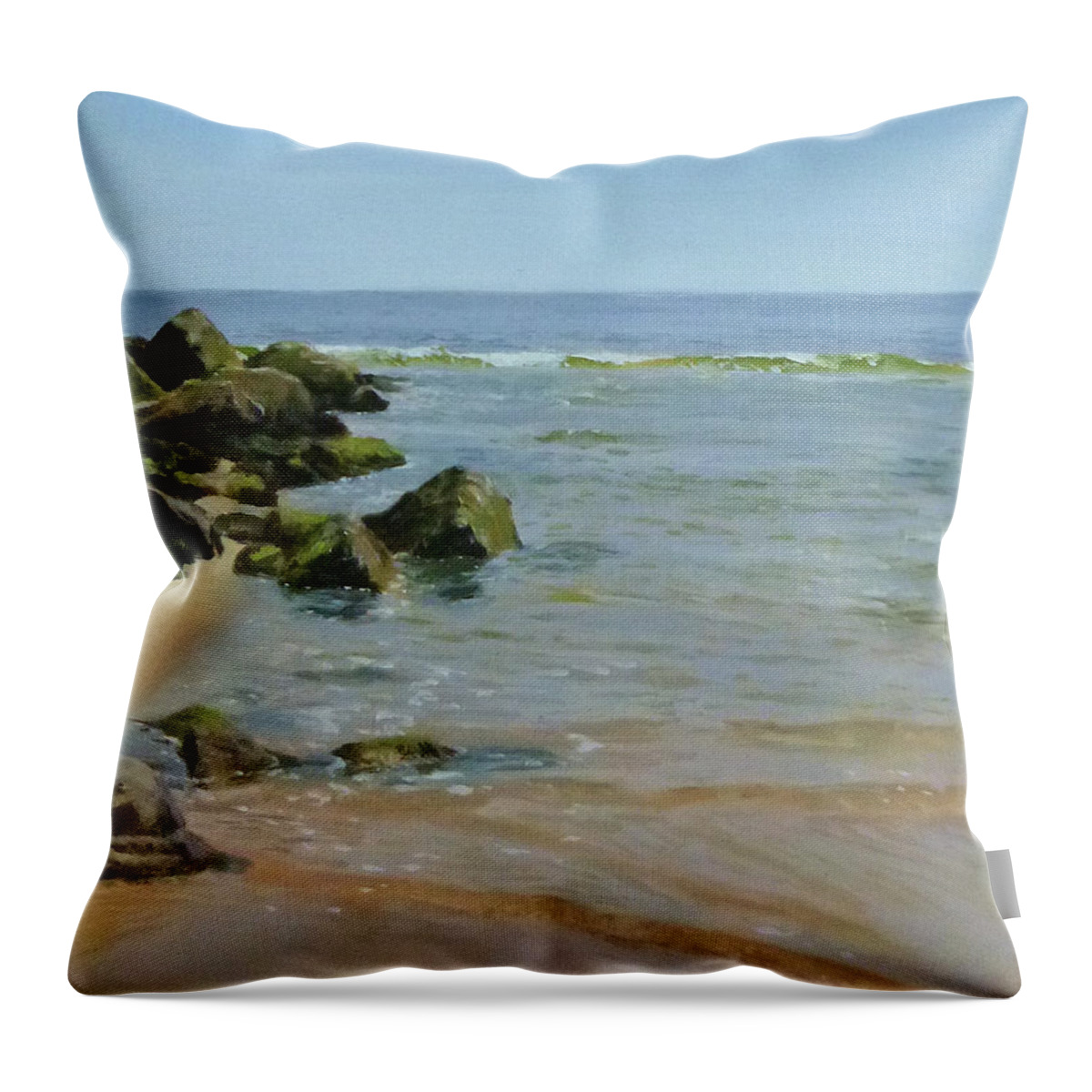 Painting Throw Pillow featuring the painting Rocks and shallows by Ellen Paull