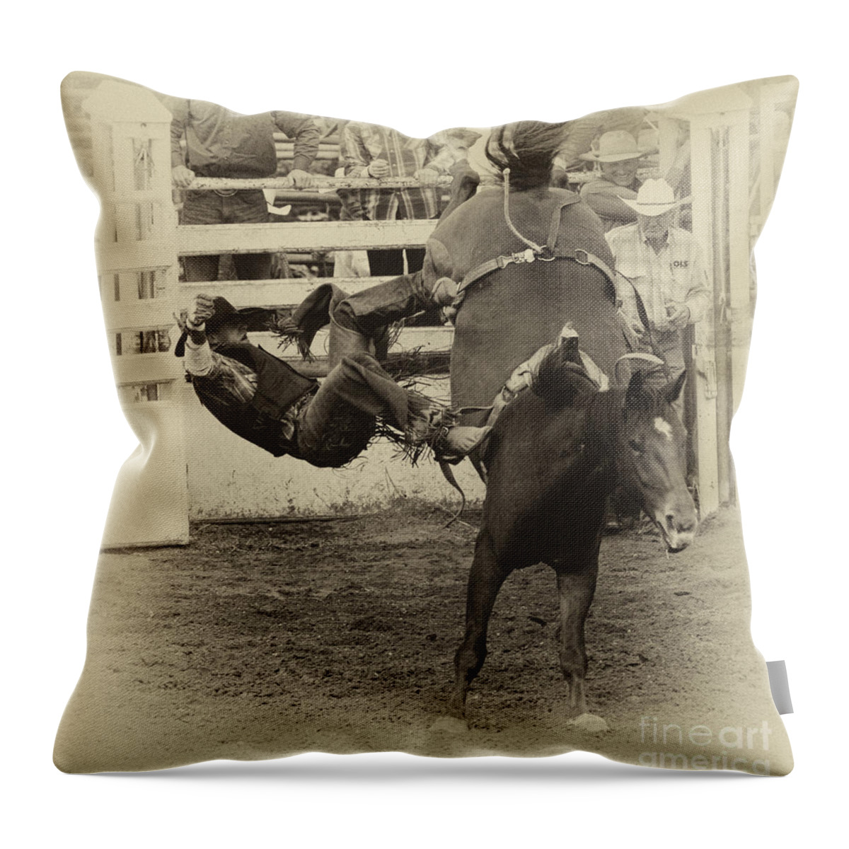 Horse Riding Throw Pillow featuring the photograph Rodeo Learning to Fly by Bob Christopher