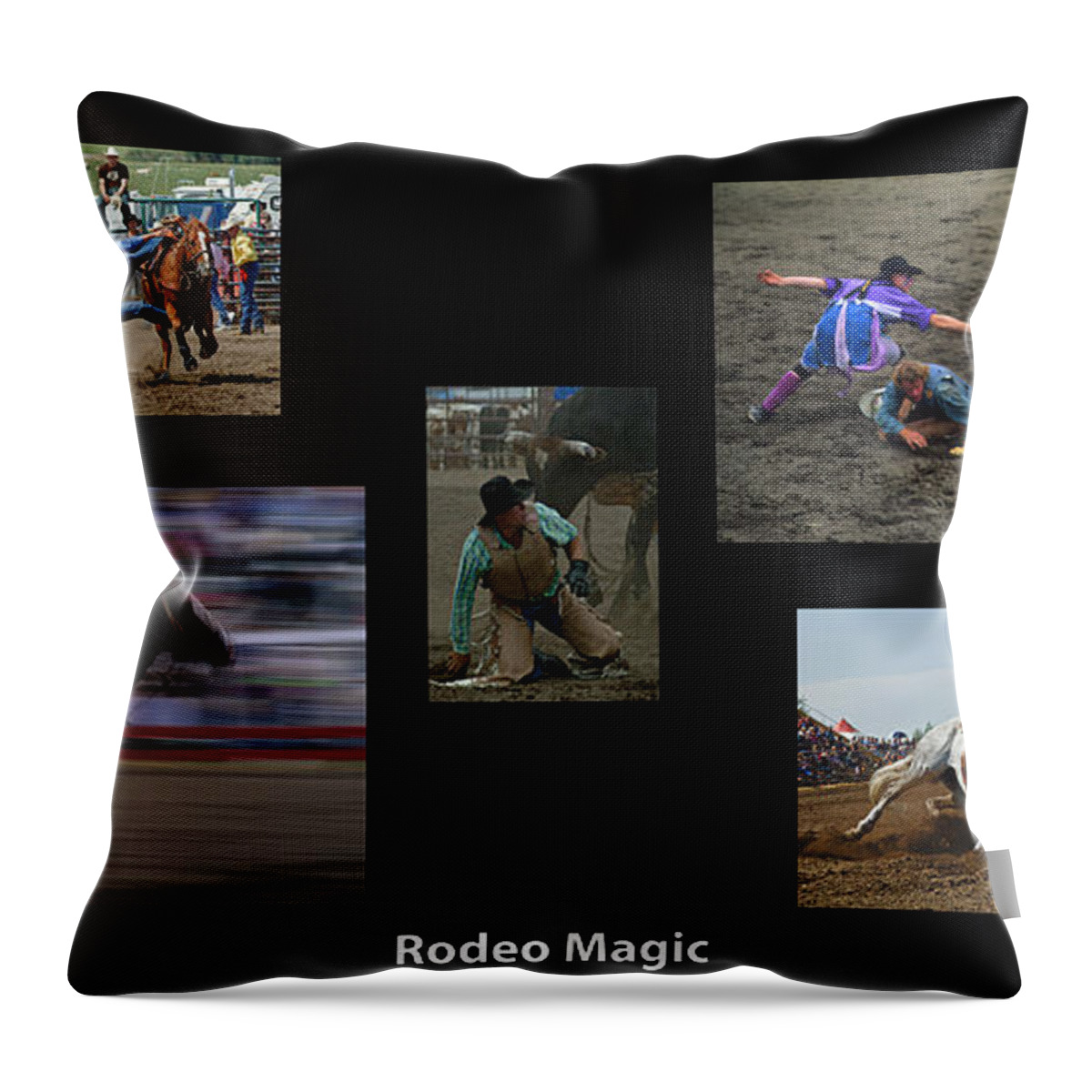 Rodeo Throw Pillow featuring the photograph Rodeo Magic With Caption by Bob Christopher