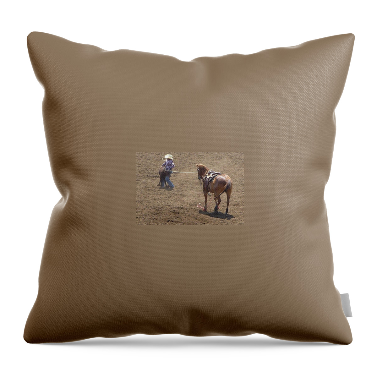 Horse And Rider Throw Pillow featuring the photograph Rodeo Time Calf Roping 2 by Susan Garren