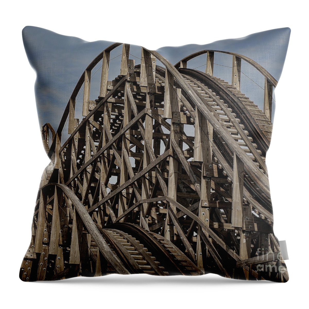 Ron Roberts Throw Pillow featuring the photograph Roller coaster by Ron Roberts