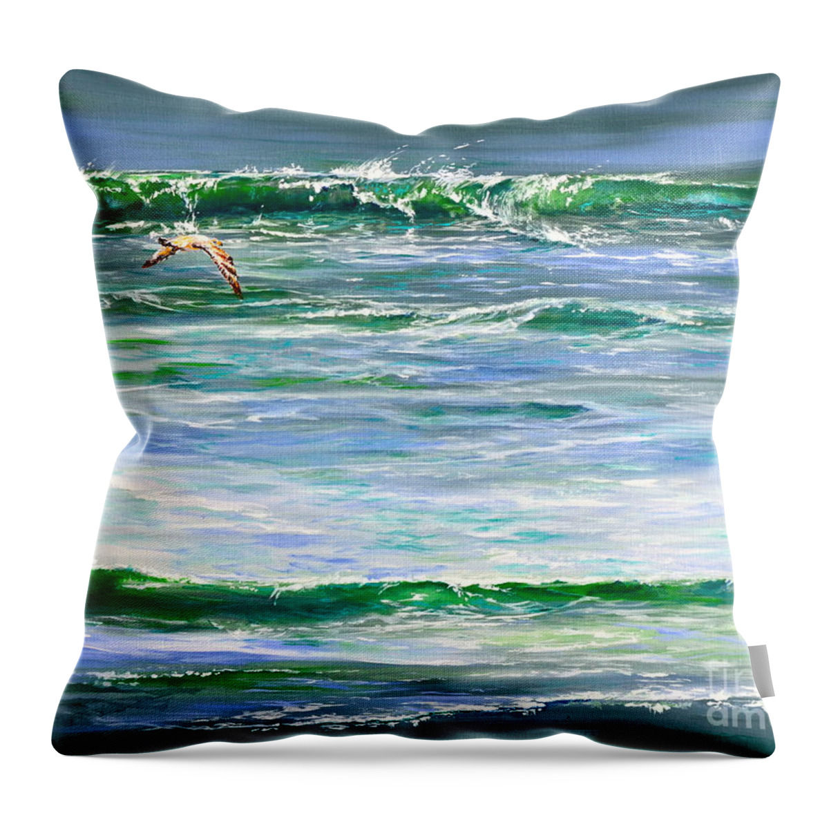 Green Throw Pillow featuring the painting Rolling Green by AnnaJo Vahle