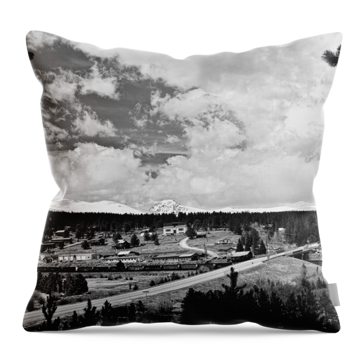 Rollinsville Is A Census-designated Place And A U.s. Post Office Located In Gilpin County Throw Pillow featuring the photograph Rollinsville Colorado Small Town 181 In Black and White by James BO Insogna
