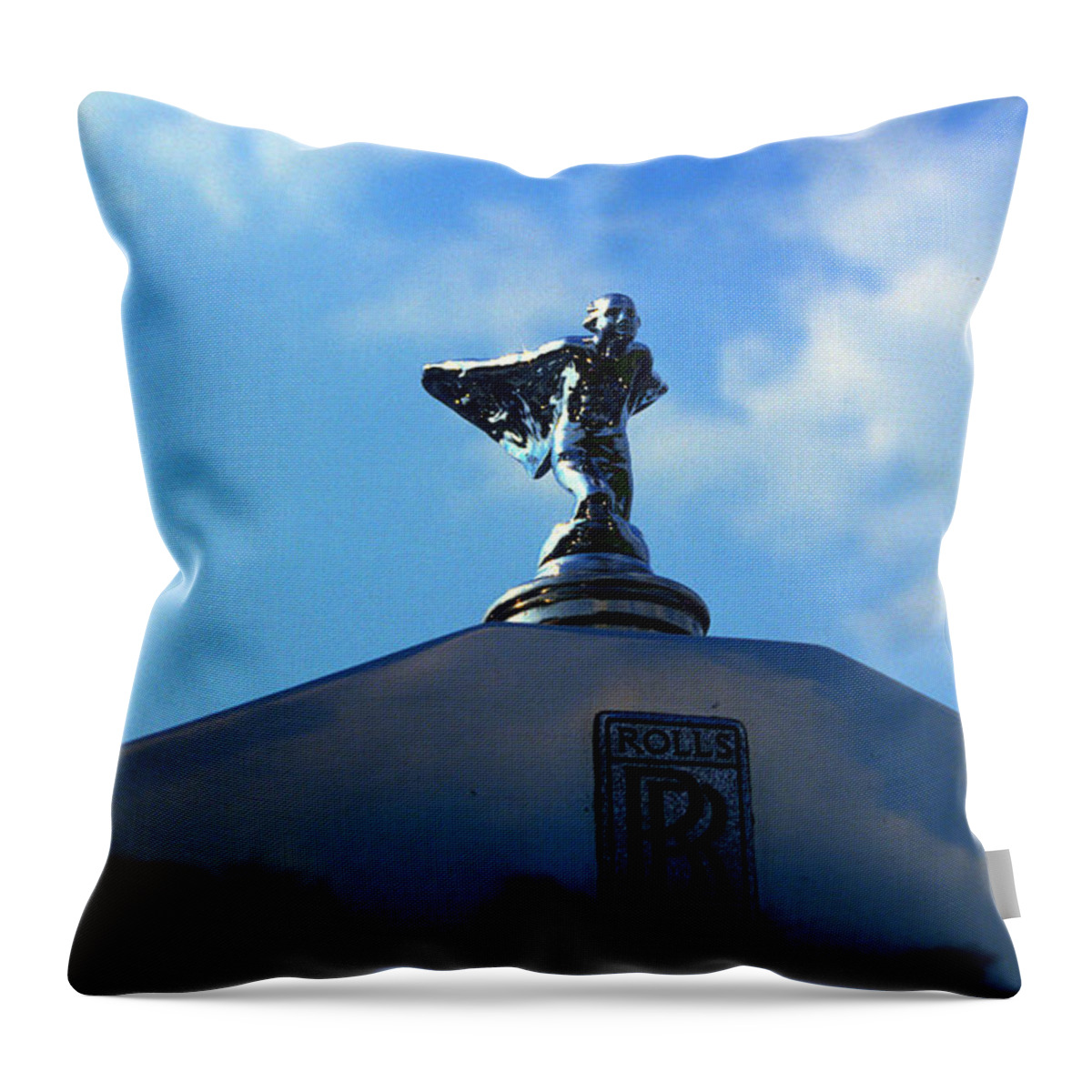 Rolls Throw Pillow featuring the photograph Rolls Royce Spirit of Ecstasy Bonnet Mascot by Gordon James