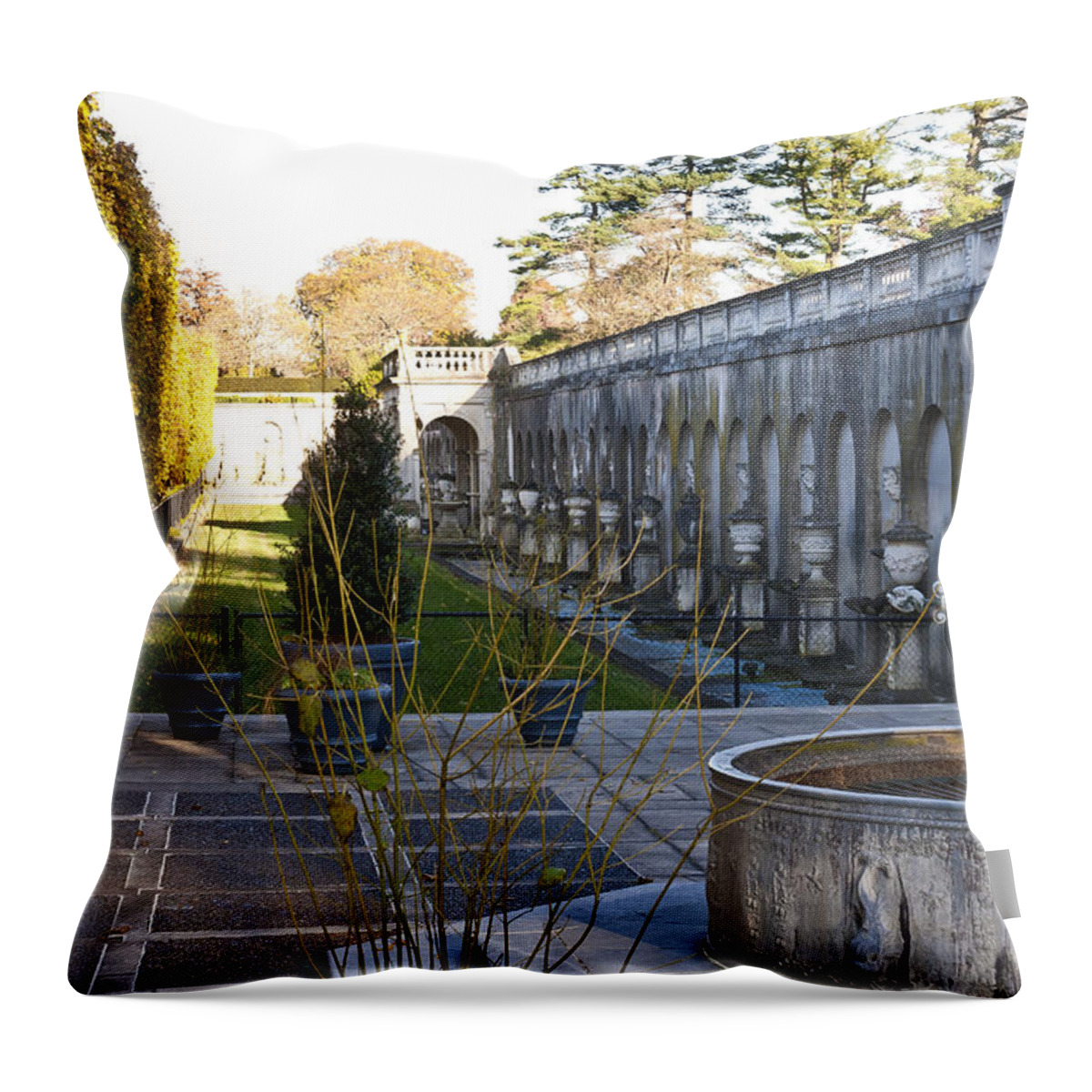 Roman Throw Pillow featuring the photograph Roman Gardens in Fall by Lou Ford