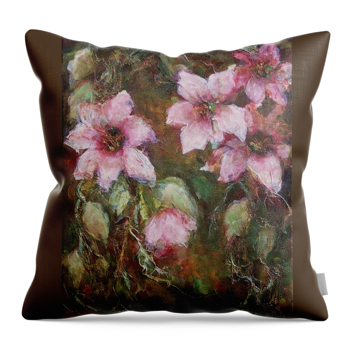 Floral Throw Pillow featuring the painting Romance by Mary Wolf
