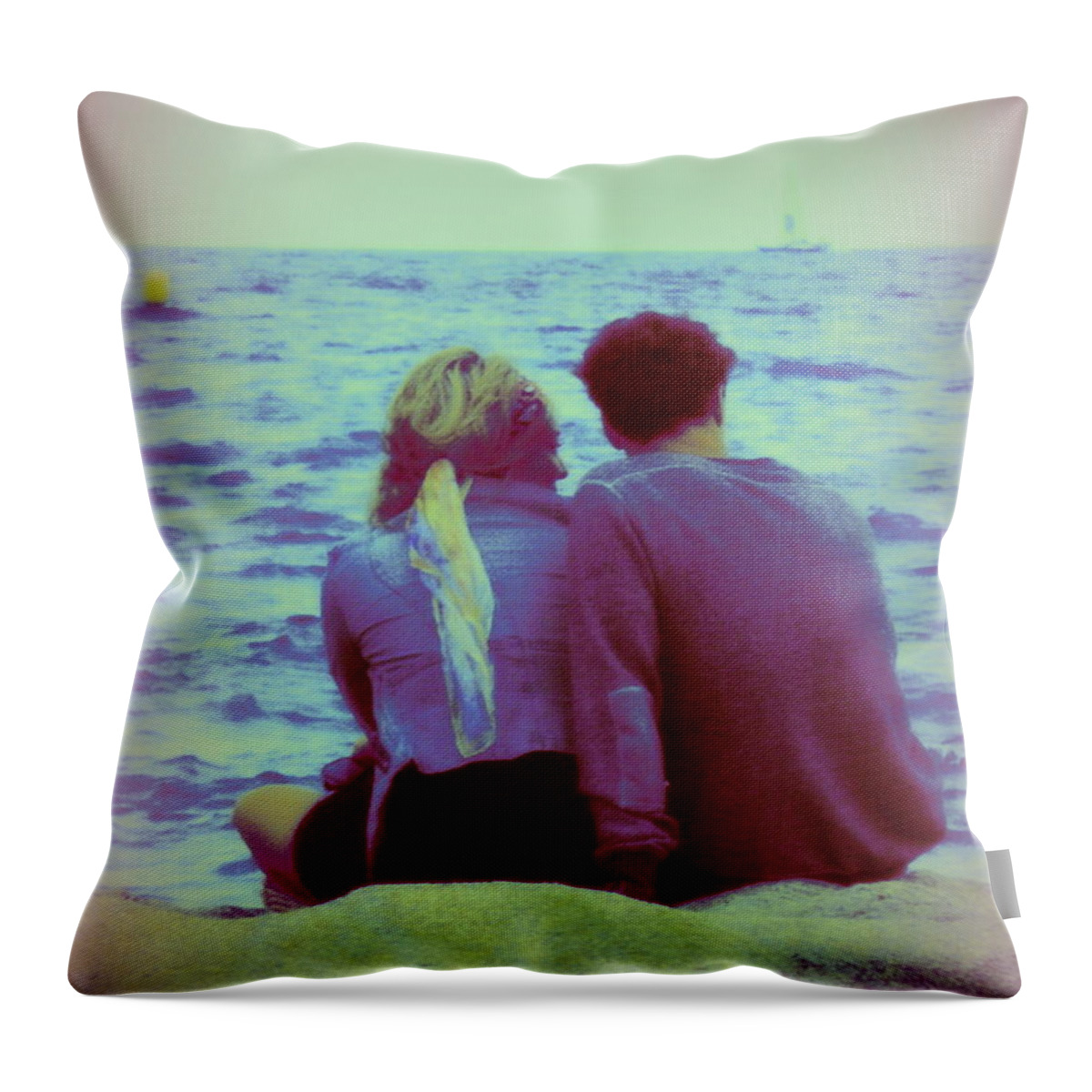 Couple Throw Pillow featuring the photograph Romantic Seaside Moment by Lainie Wrightson