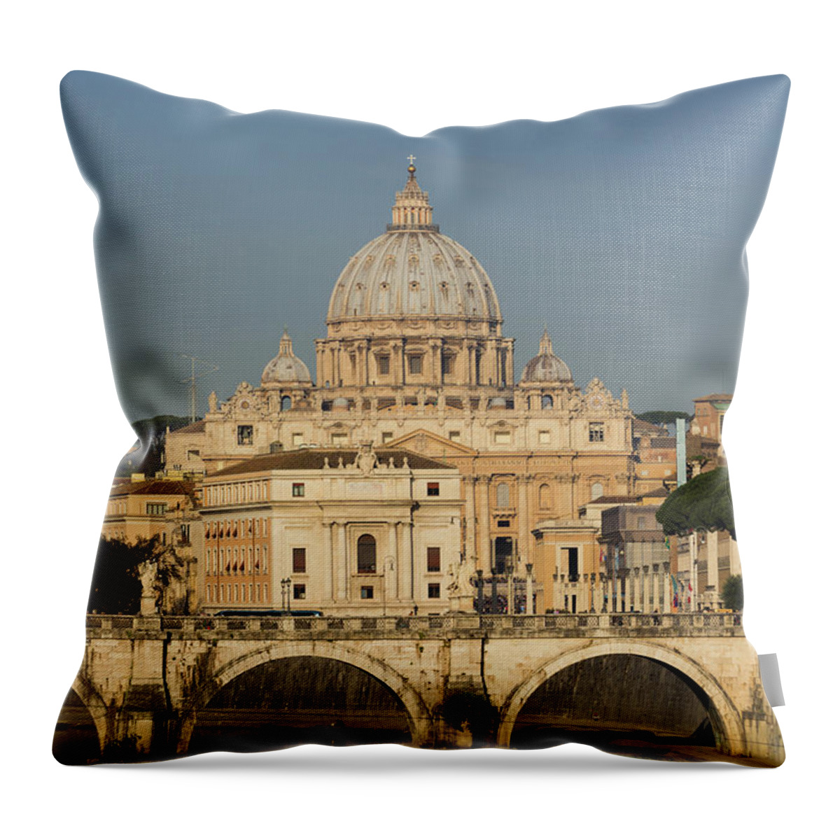 Photography Throw Pillow featuring the photograph Rome, Italy. St Peters Basilica. Tiber by Panoramic Images
