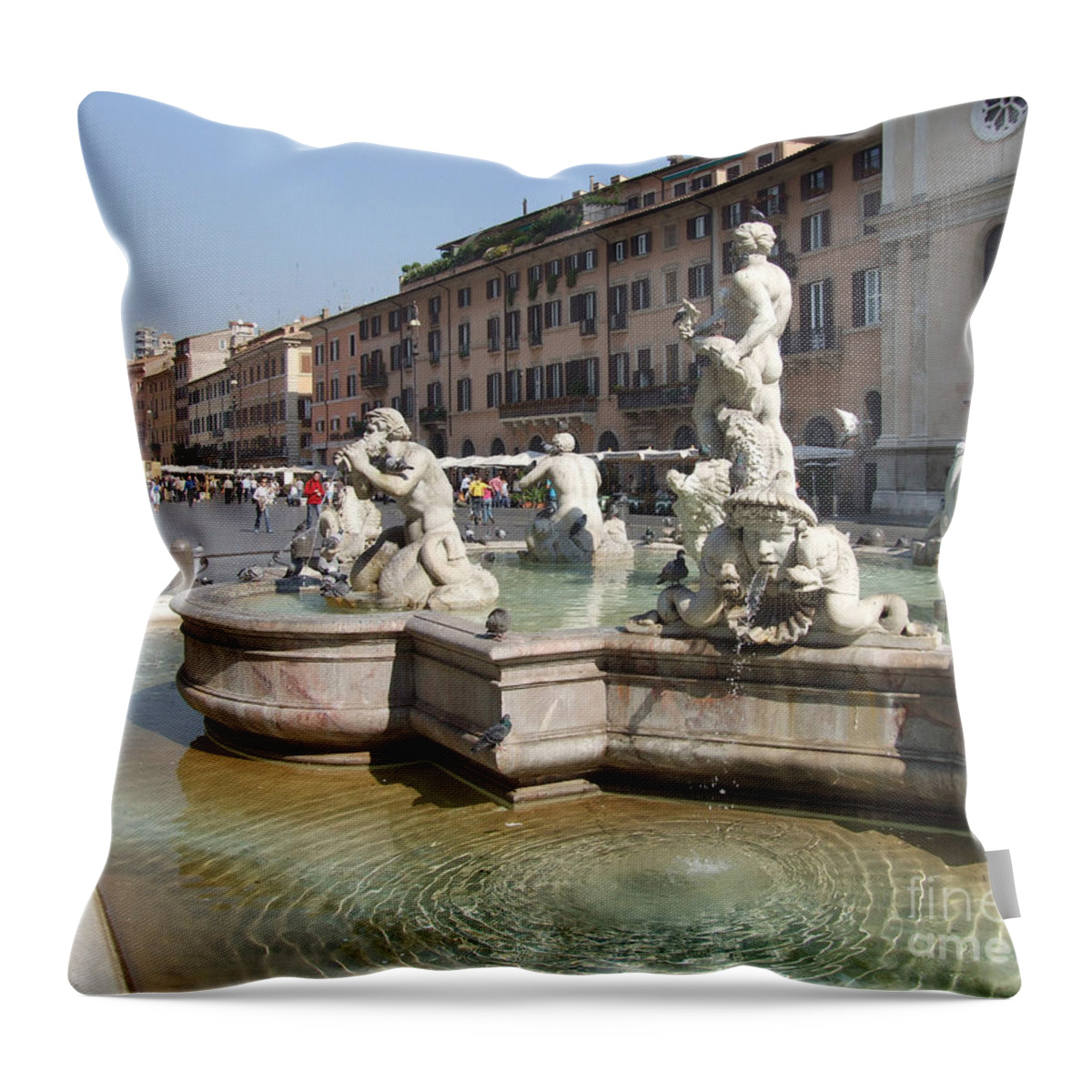 Piazza Navona Throw Pillow featuring the photograph Rome - Piazza Navona by Phil Banks