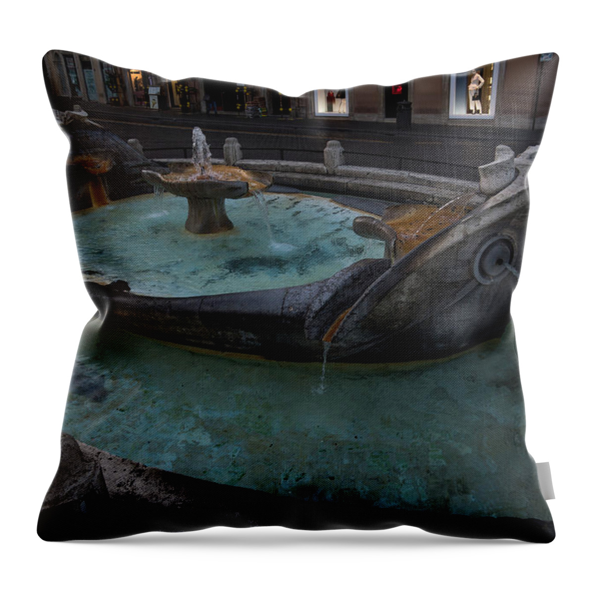 Rome Throw Pillow featuring the photograph Rome's Fabulous Fountains - Fontana della Barcaccia at the Spanish Steps by Georgia Mizuleva