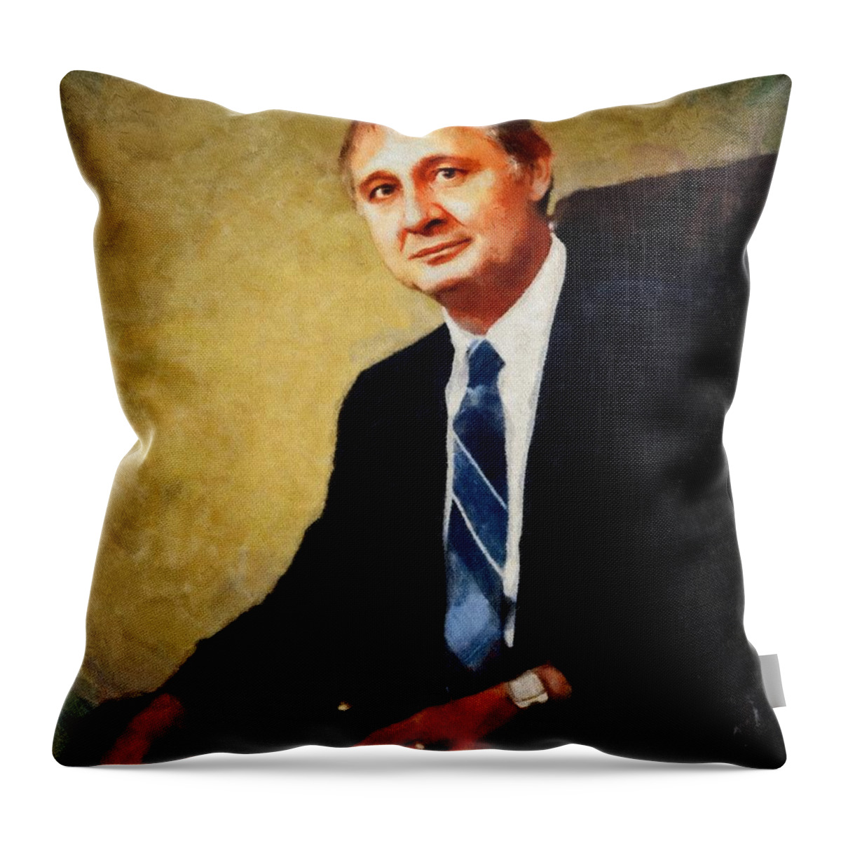 Ron Throw Pillow featuring the painting Ron Kolker by Jeffrey Kolker