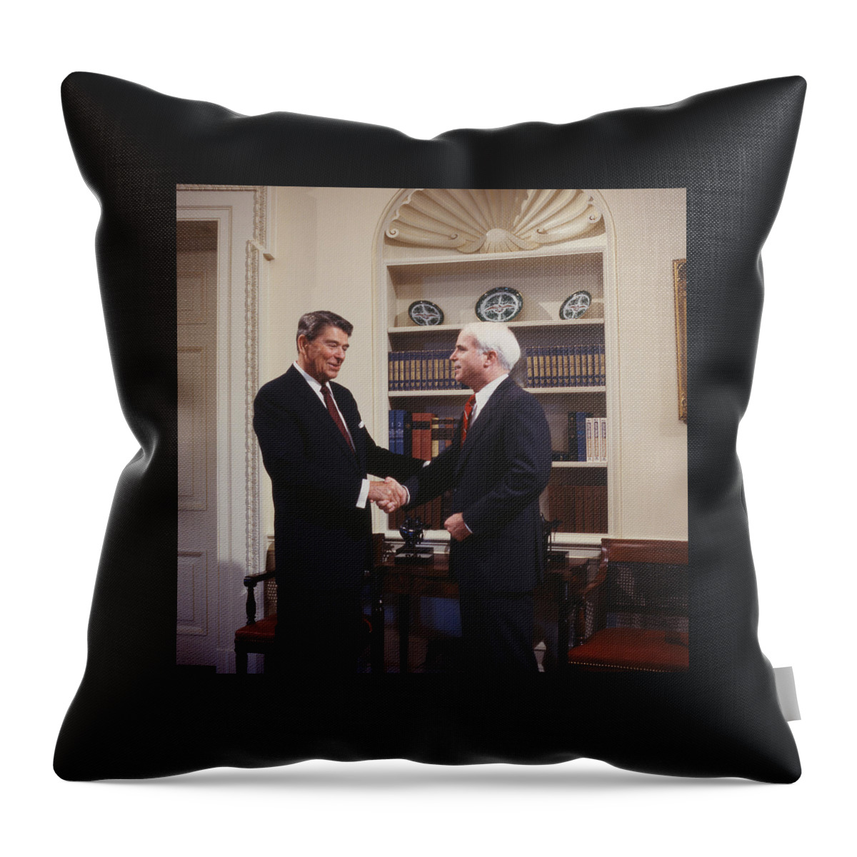Ronald Reagan And John Mccain Throw Pillow featuring the digital art Ronald Reagan and John McCain by Carol Highsmith