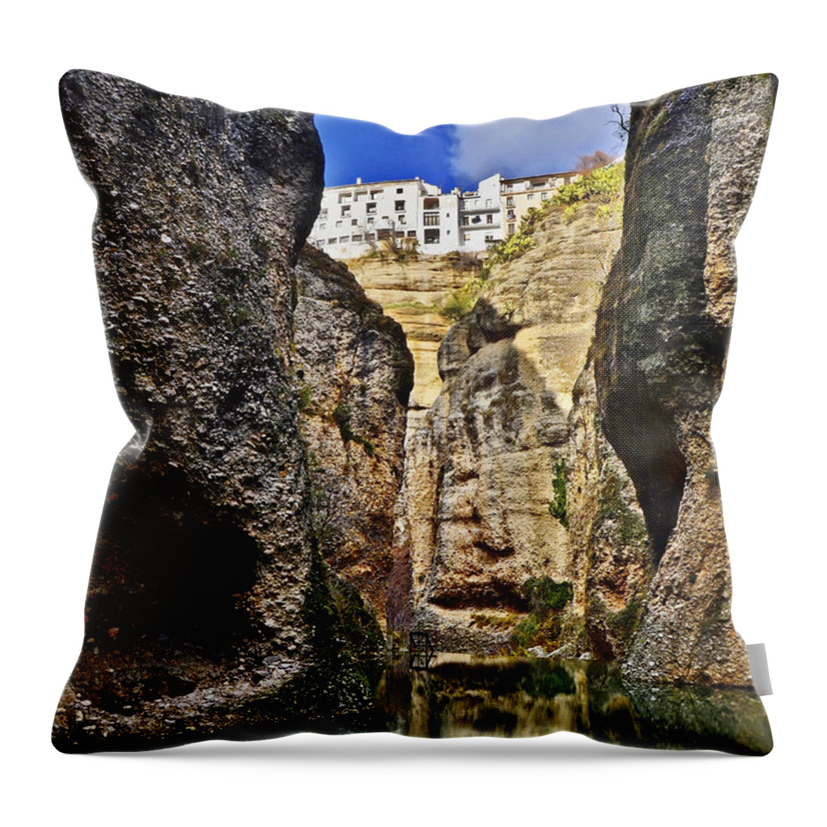 Andalucia Throw Pillow featuring the photograph Ronda - Andaluzia - Spain - Canyon behind the House of the Moorish King by Carlos Alkmin