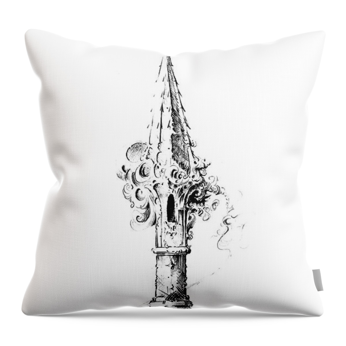 Tower Throw Pillow featuring the drawing Rook by Julio R Lopez Jr