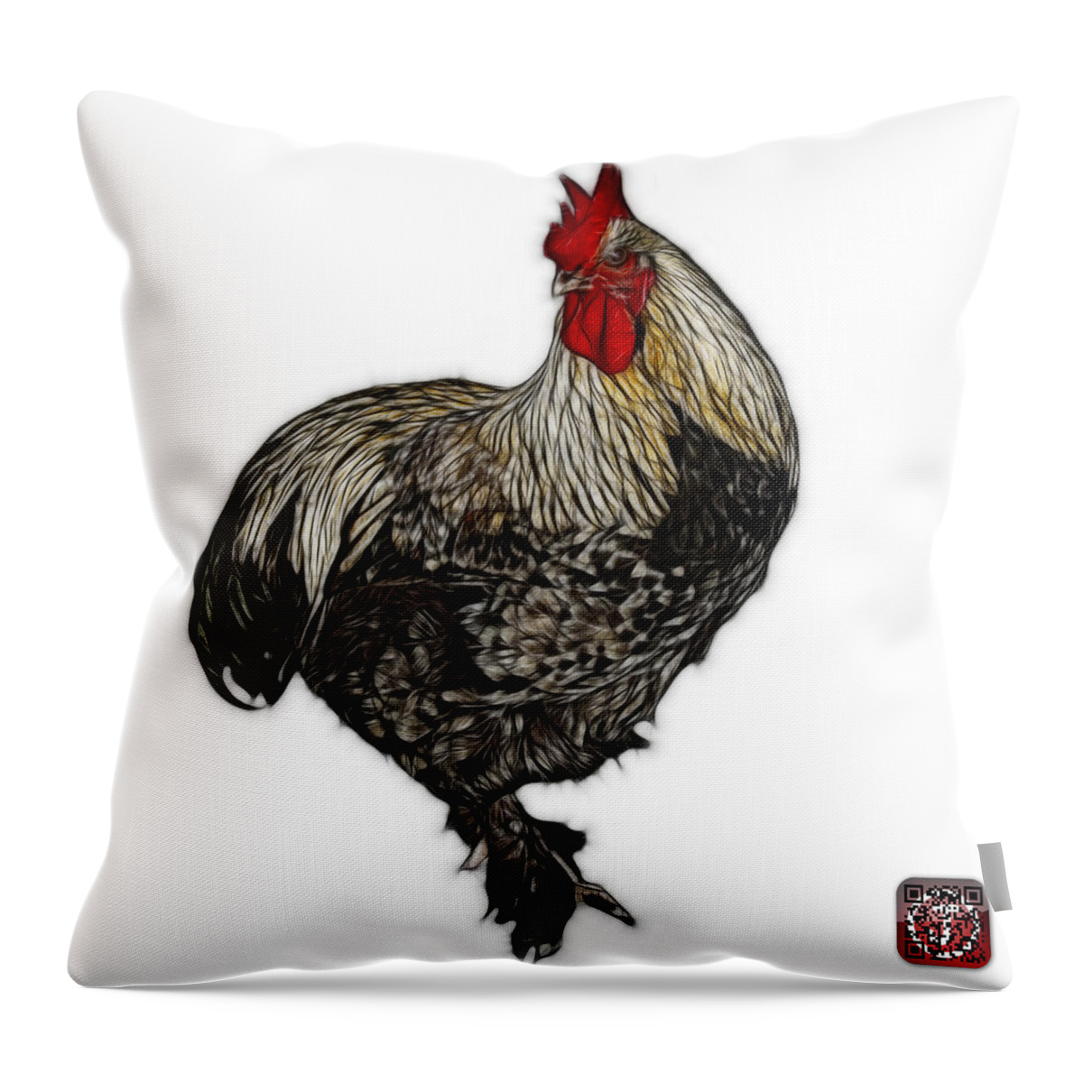 Rooster Throw Pillow featuring the painting Rooster - 3166 FS by James Ahn