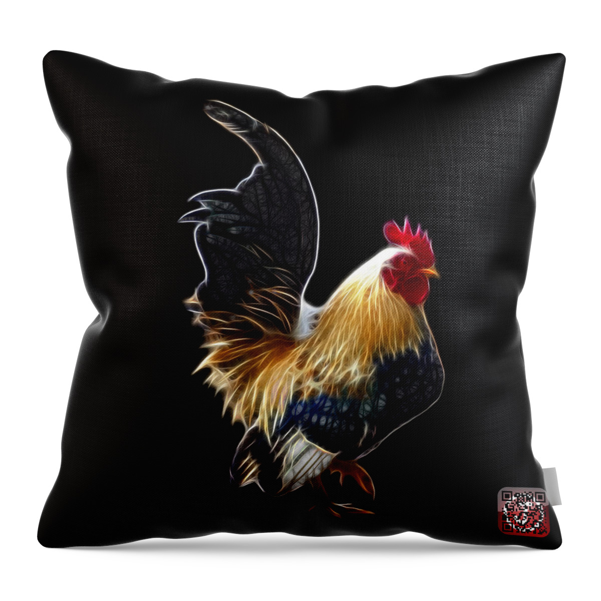 Rooster Throw Pillow featuring the painting Rooster - 4602 - bb by James Ahn