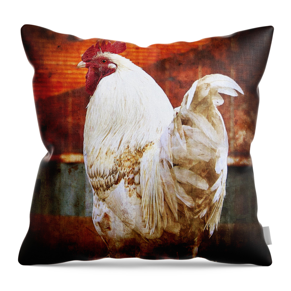 Fineart Throw Pillow featuring the photograph Rooster with an Attitude by Lee Craig