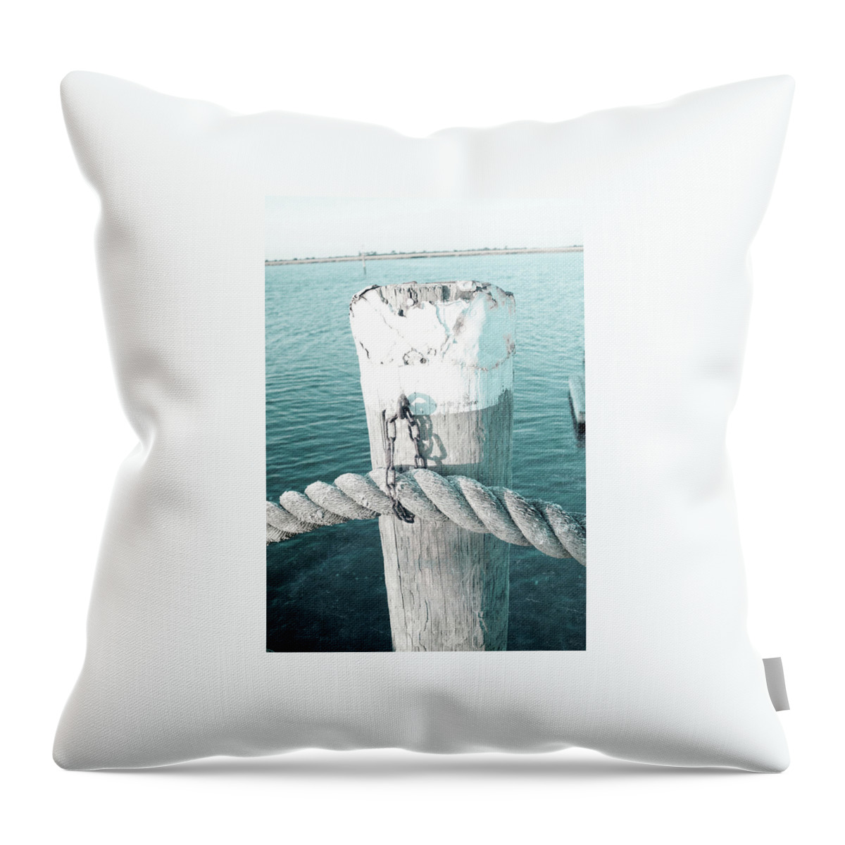 Rope Throw Pillow featuring the digital art Rope On Post II by Susan Bryant