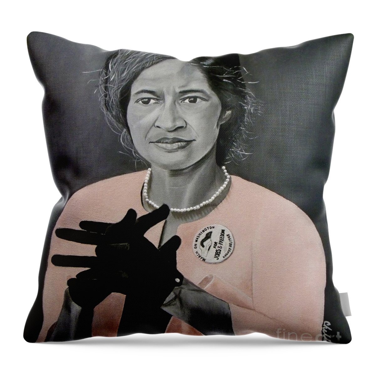 Painting; Activist; Celebrity; Faces; Famous; Female; History; Civil Rights; Legends; Speaker; Woman Throw Pillow featuring the painting Rosa Parks by Michelle Brantley