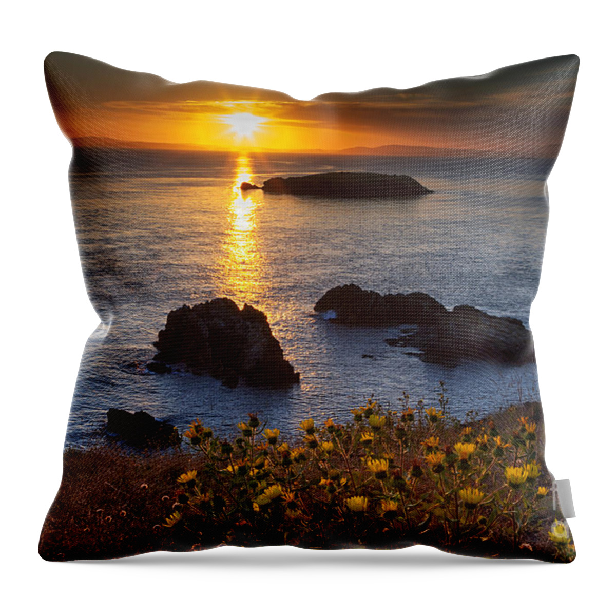 Rosario Head Throw Pillow featuring the photograph Rosario Head Sunset by Mark Kiver