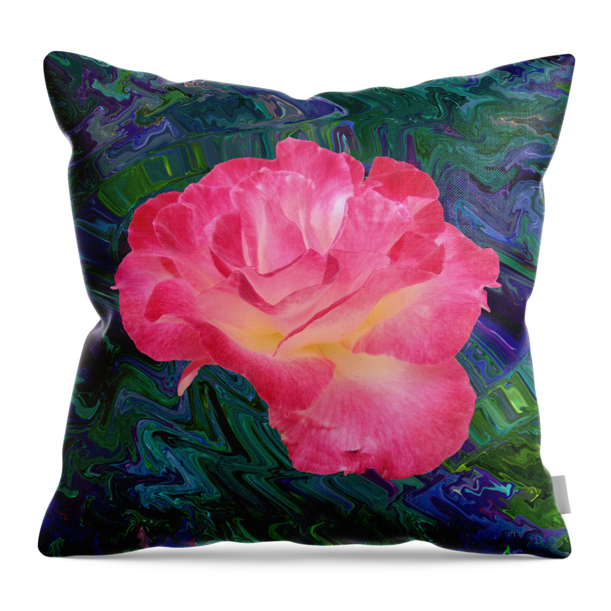 Rose In The Matter Of Your Hand V7 Throw Pillow featuring the photograph Rose In The Matter Of Your Hand V7 by Kenneth James