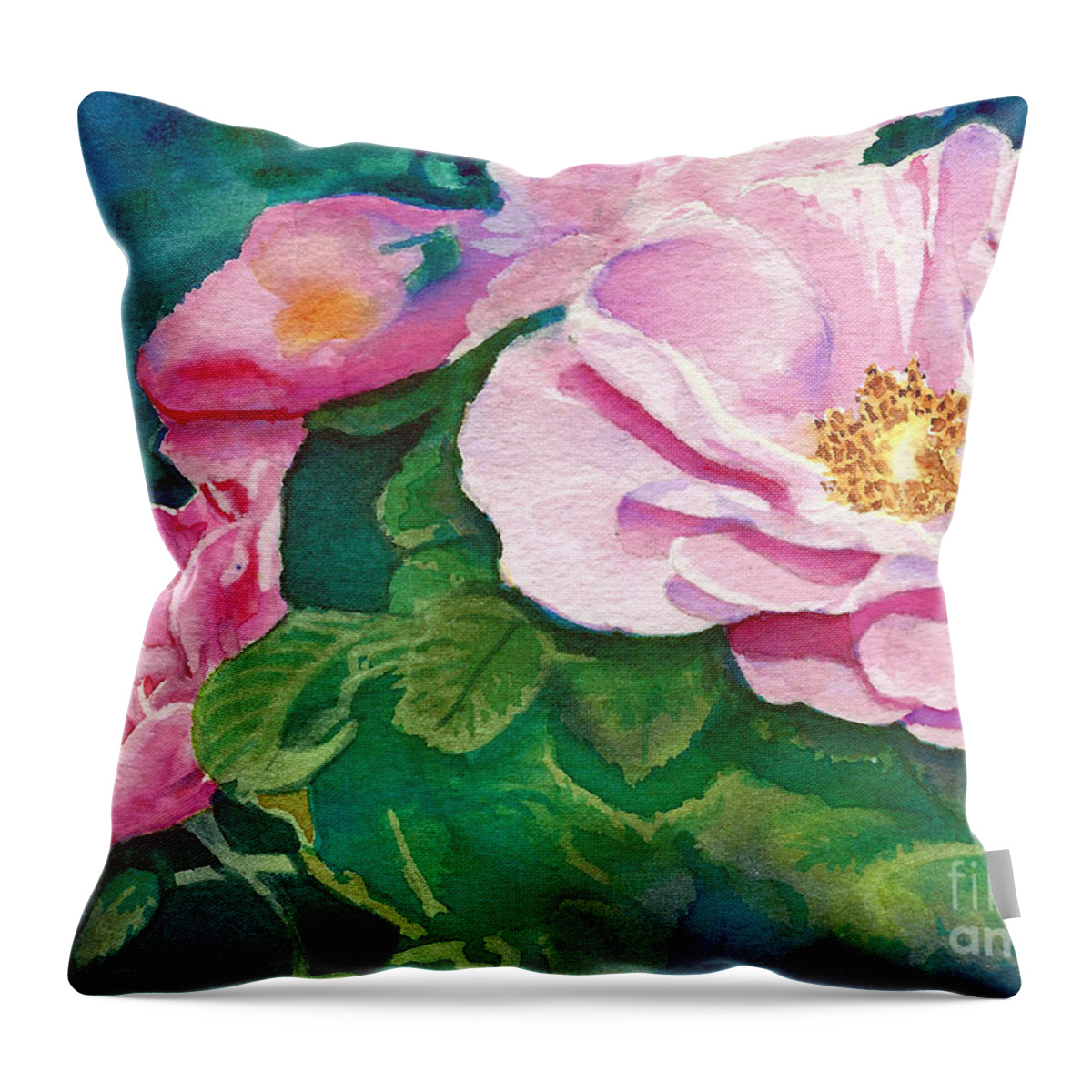 Rose Ladder Throw Pillow featuring the painting Rose Ladder by Daniela Easter