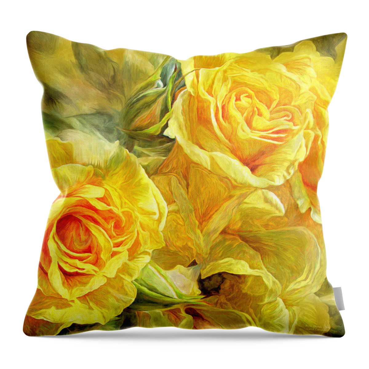 Rose Throw Pillow featuring the mixed media Rose Moods - Joy by Carol Cavalaris