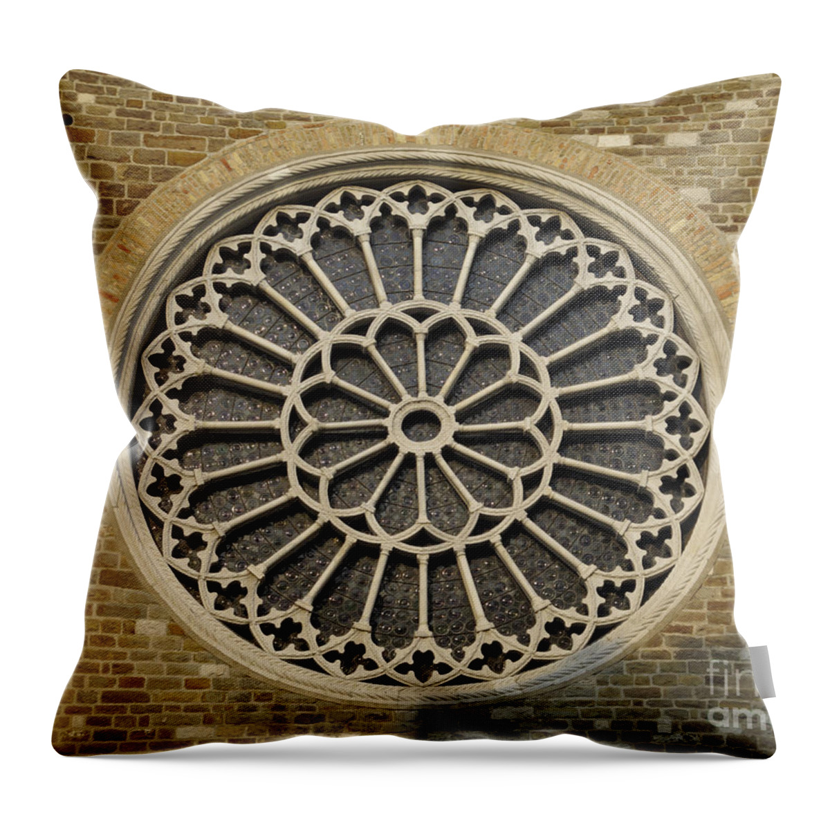 Saint Justus Throw Pillow featuring the photograph Rose of the Cathedral of San Giusto by Riccardo Mottola