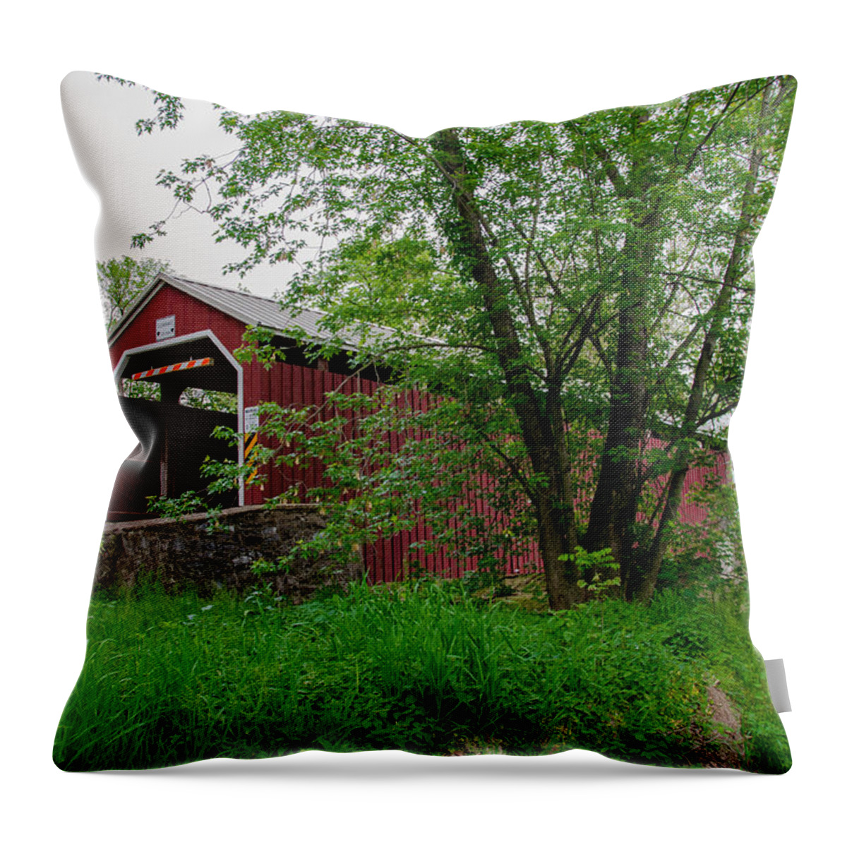 Bridges Throw Pillow featuring the photograph Rosehill Covered Bridge 2454 by Guy Whiteley