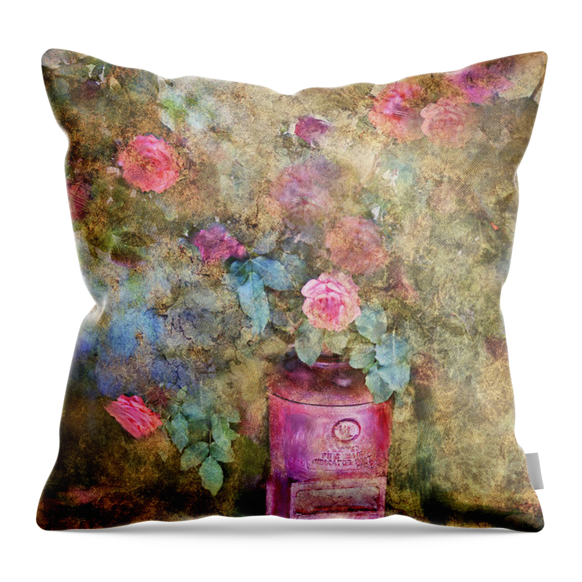Fine Art Painting Throw Pillow featuring the digital art Pink Wild Roses by Sandra Selle Rodriguez
