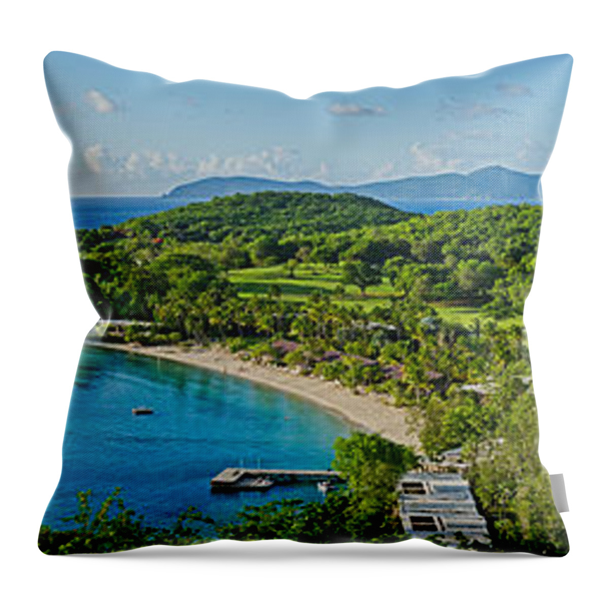 Photography Throw Pillow featuring the photograph Rosewood Resort On An Island, Caneel by Panoramic Images