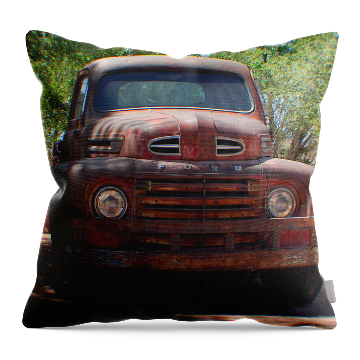 Ford Throw Pillow featuring the photograph Route 66 Ford TRuck by Leticia Latocki