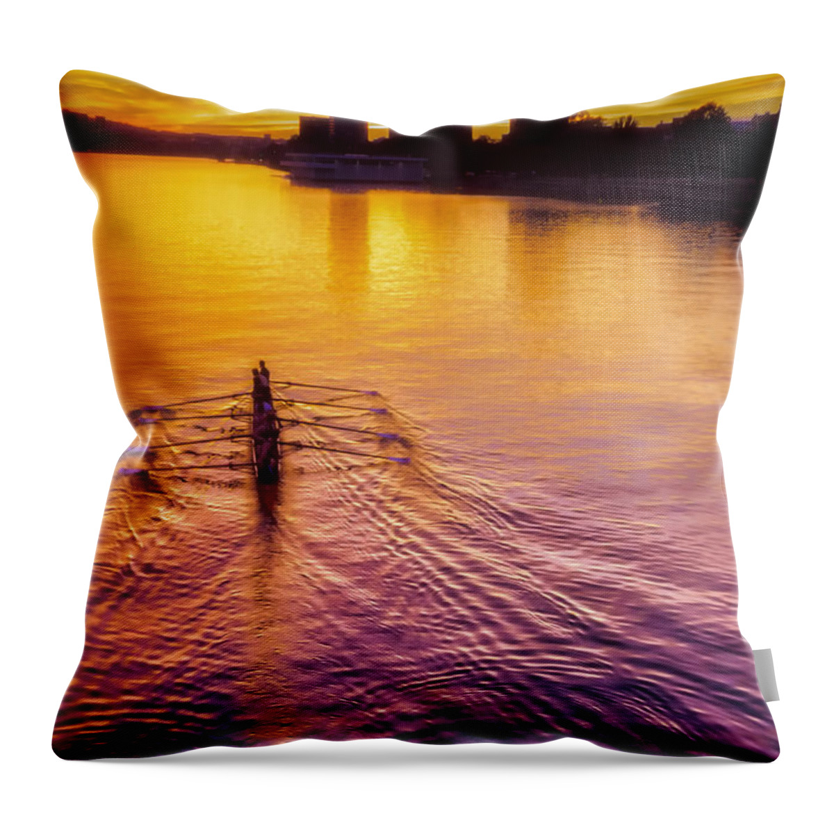 Massachusetts Throw Pillow featuring the photograph Rowing for Gold by Sylvia J Zarco