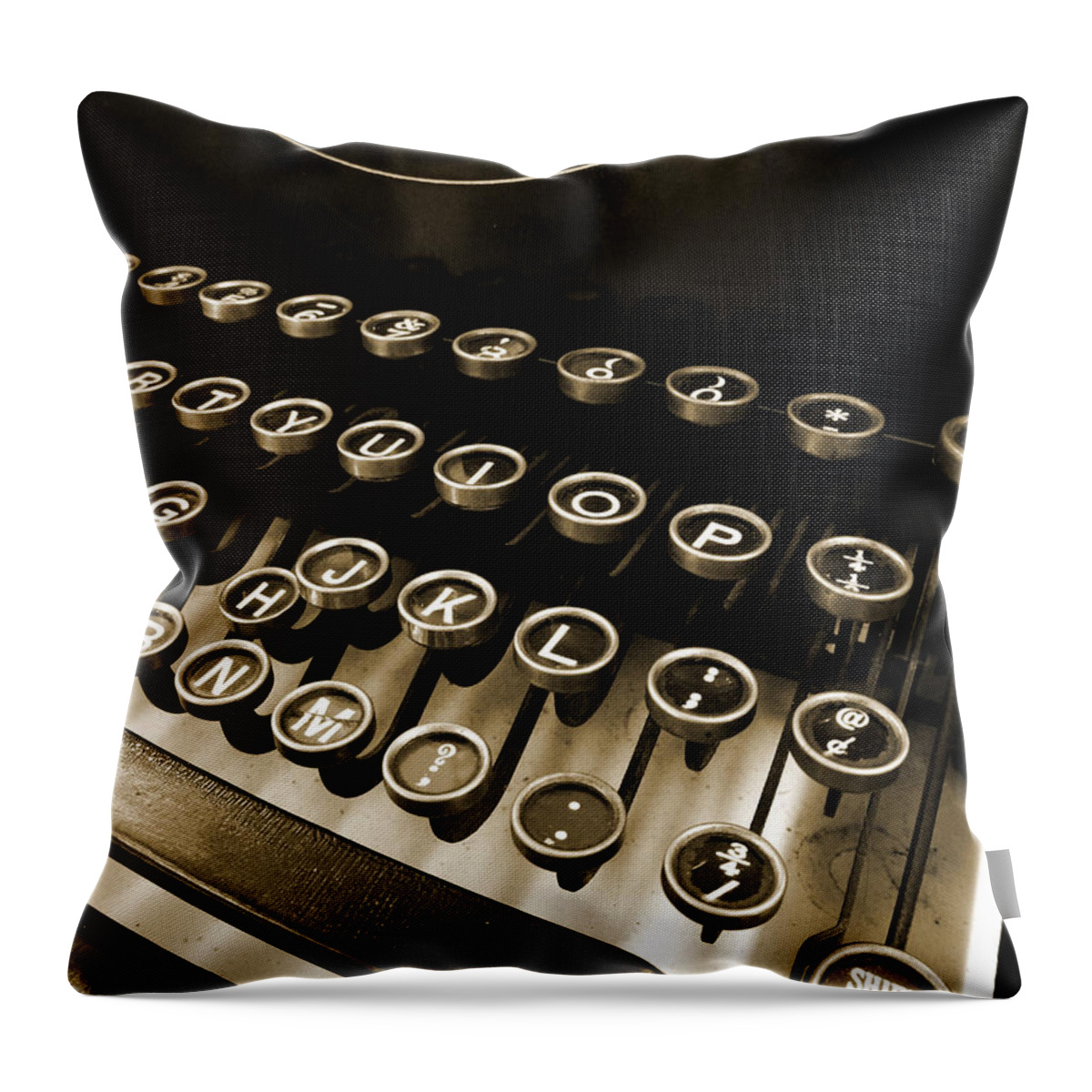 Royal Typewriter Throw Pillow featuring the photograph Royal H Sepia by David T Wilkinson
