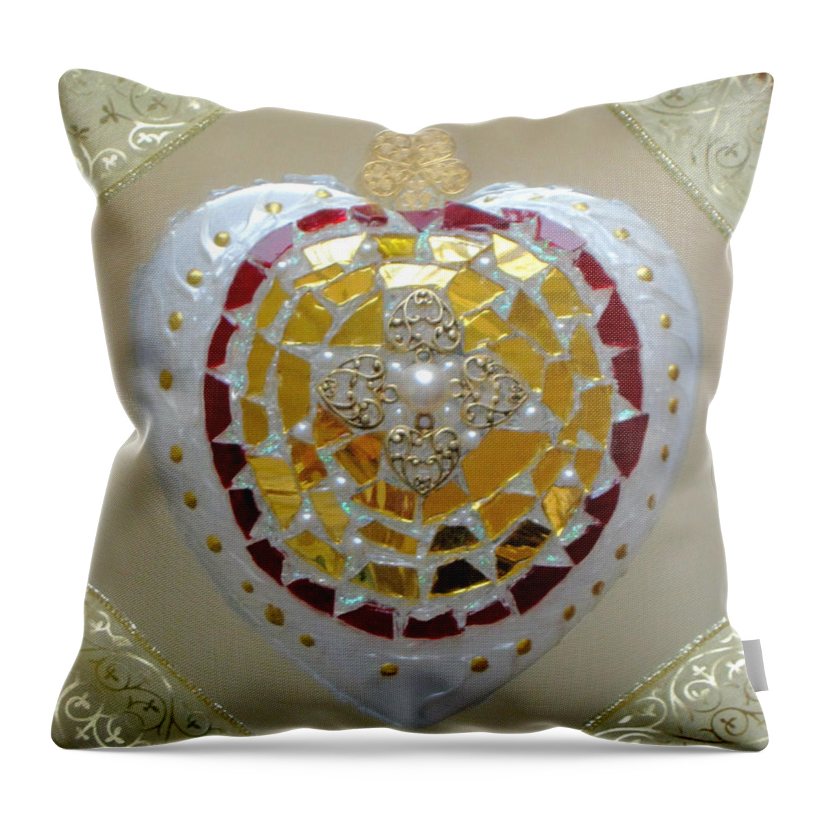 Royal Heart Throw Pillow featuring the glass art Royal heart by Heidi Sieber