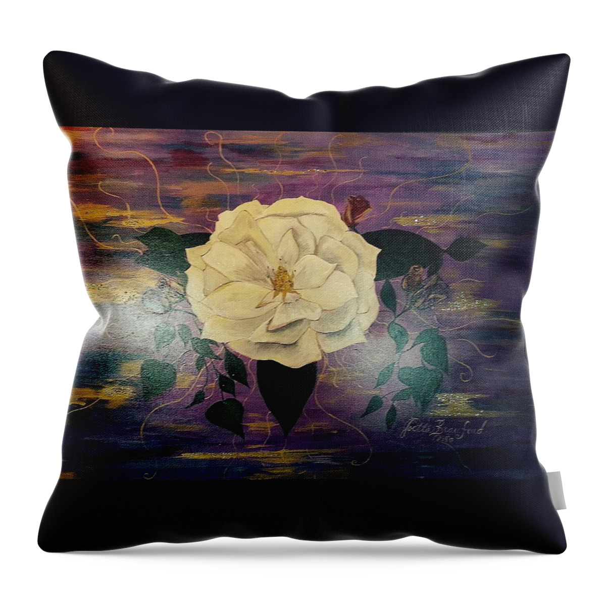 Flower Throw Pillow featuring the painting Royal Majestic Magnolia by Joetta Beauford