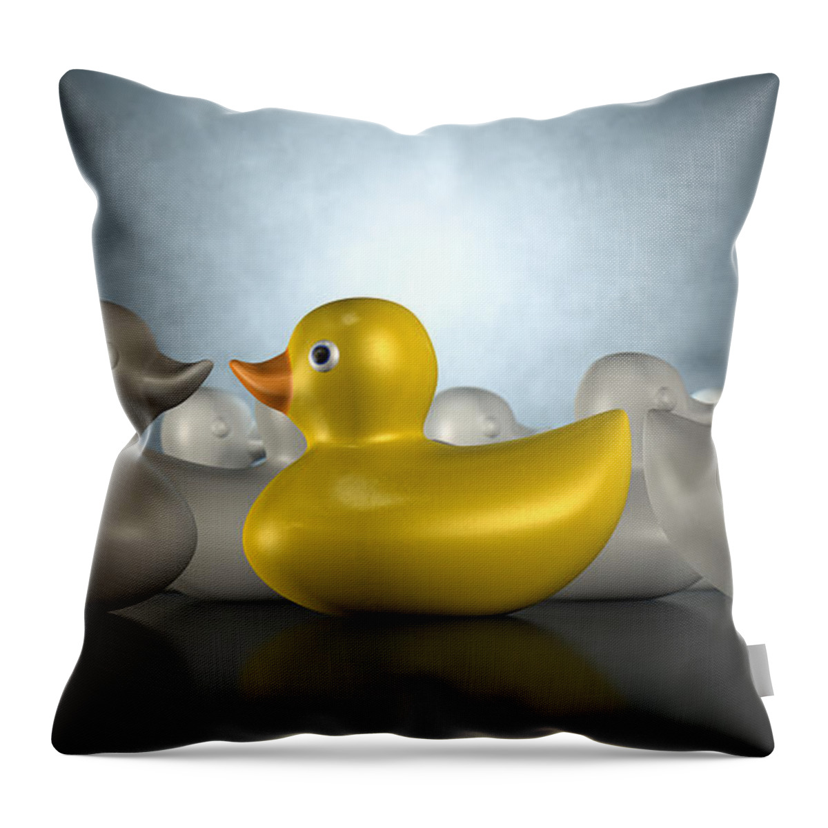 Duck Throw Pillow featuring the digital art Rubber Duck Against The Flow by Allan Swart