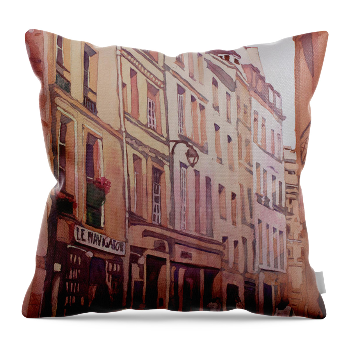 Rue Galande Throw Pillow featuring the painting Rue Galande by Jenny Armitage