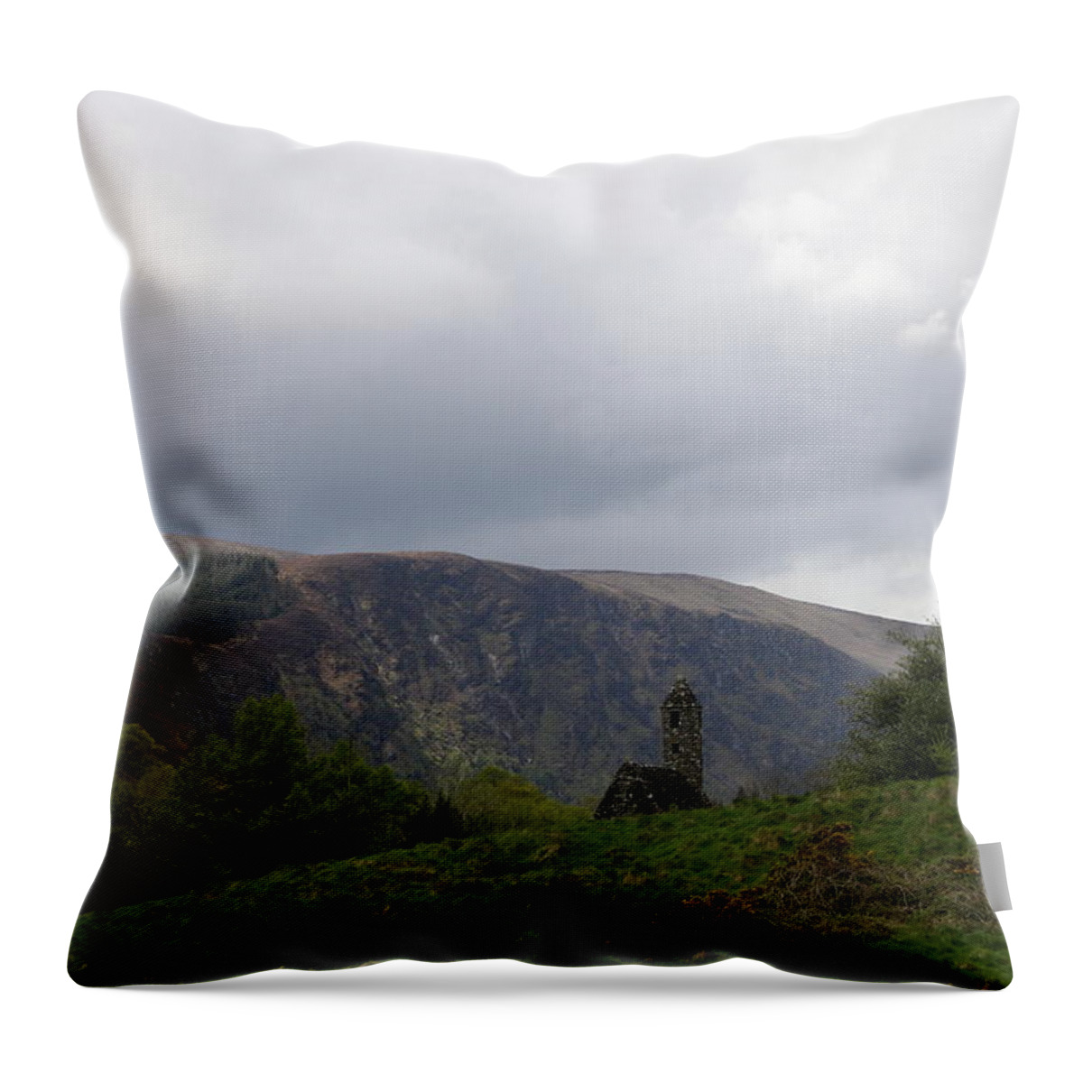Ruin Throw Pillow featuring the photograph Ruin In the Hills - Glendalough by Christiane Schulze Art And Photography