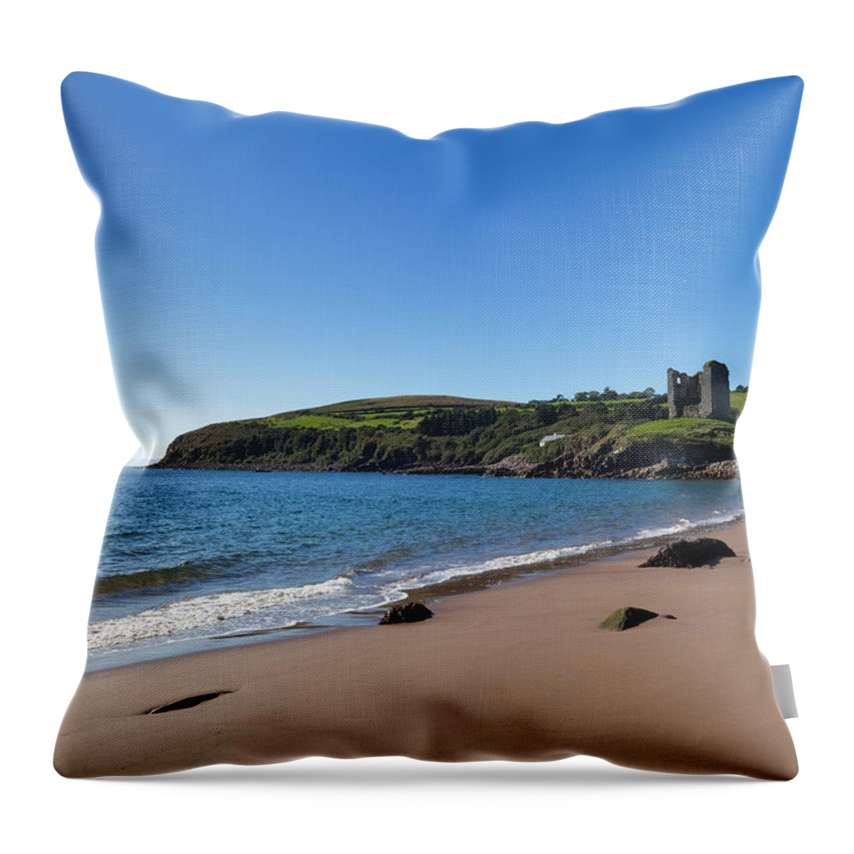 Photography Throw Pillow featuring the photograph Ruined 16th Century Minard Castle by Panoramic Images