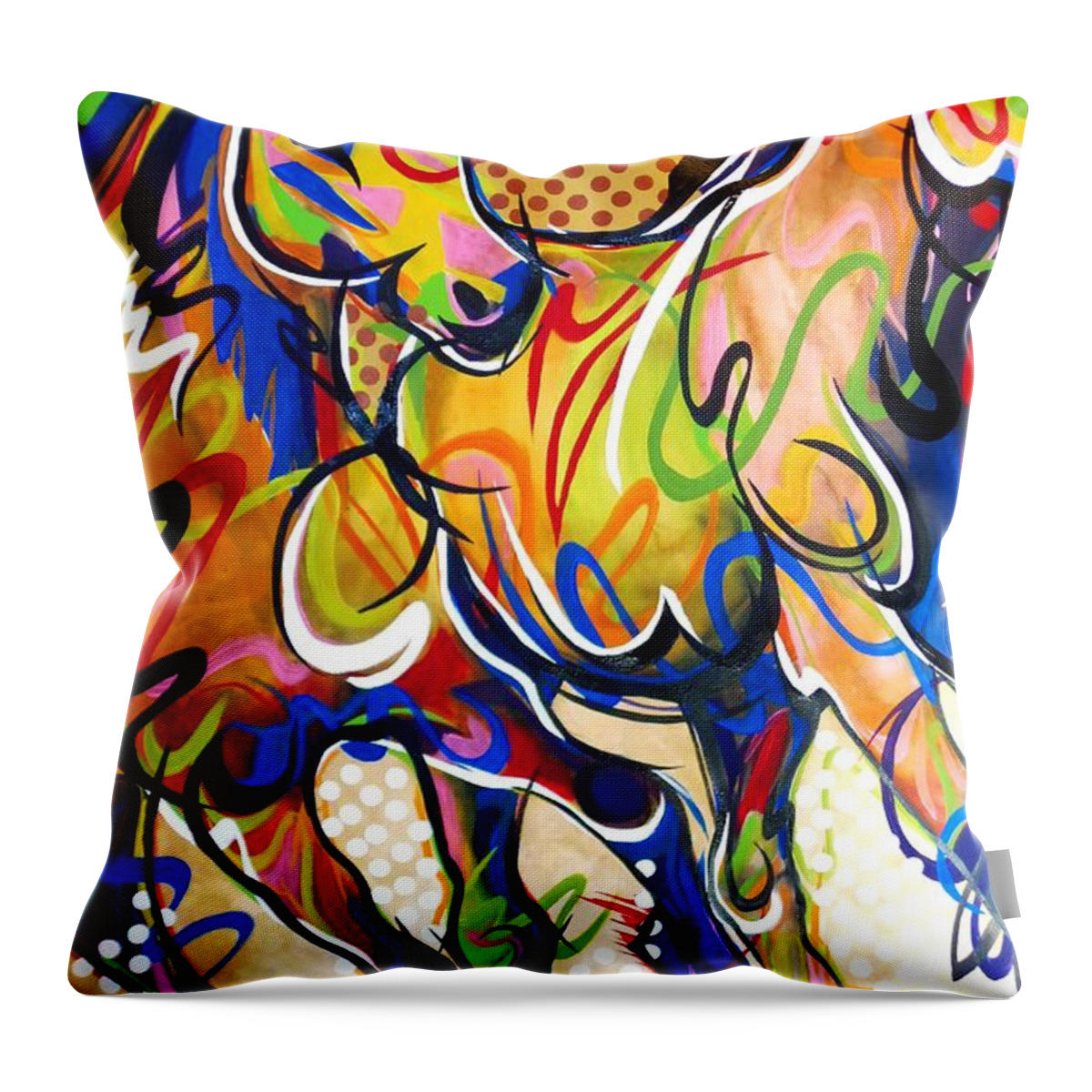Abstract Throw Pillow featuring the painting Running Wild No. 2 by Lelia DeMello