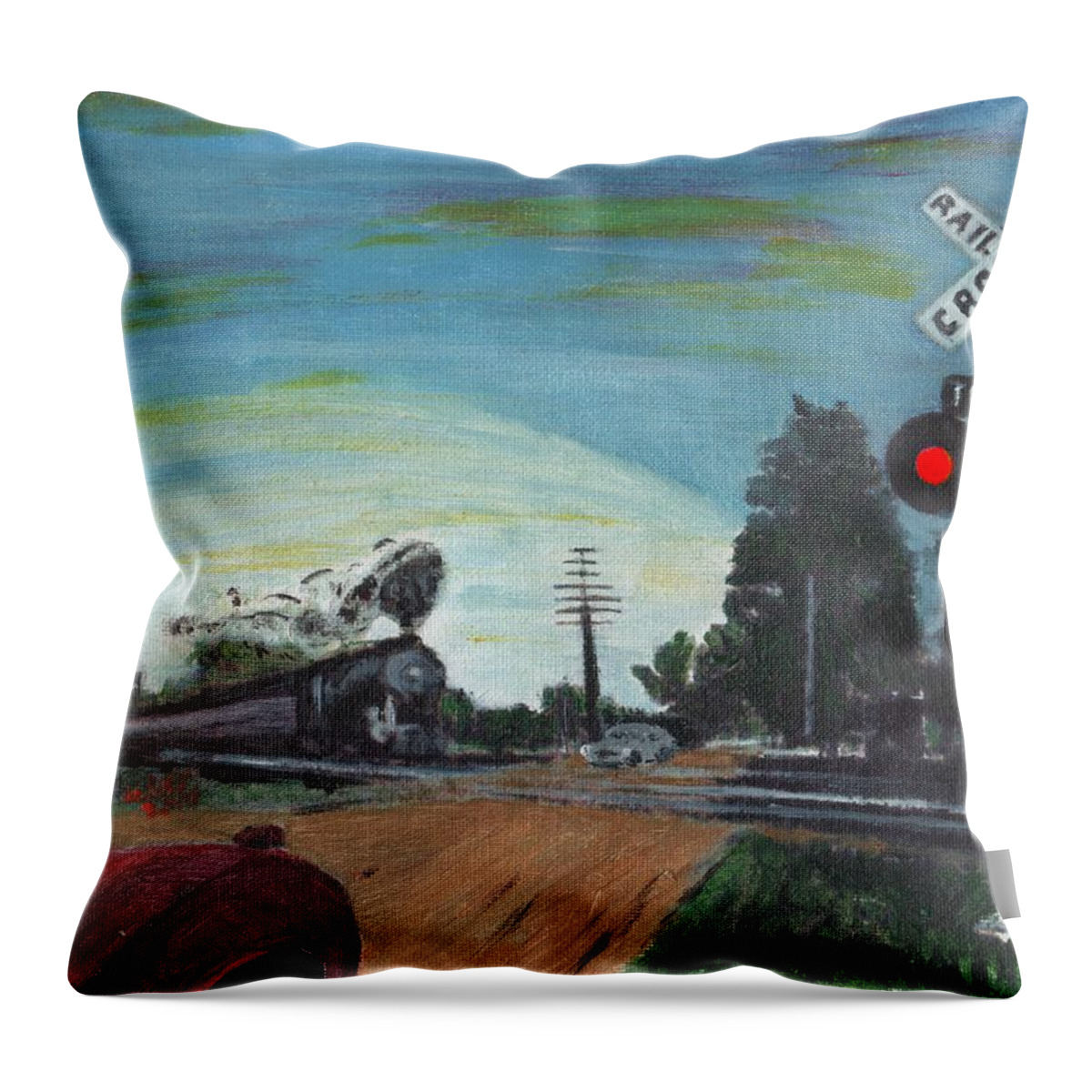 Trains Throw Pillow featuring the painting Rural America by Cliff Wilson