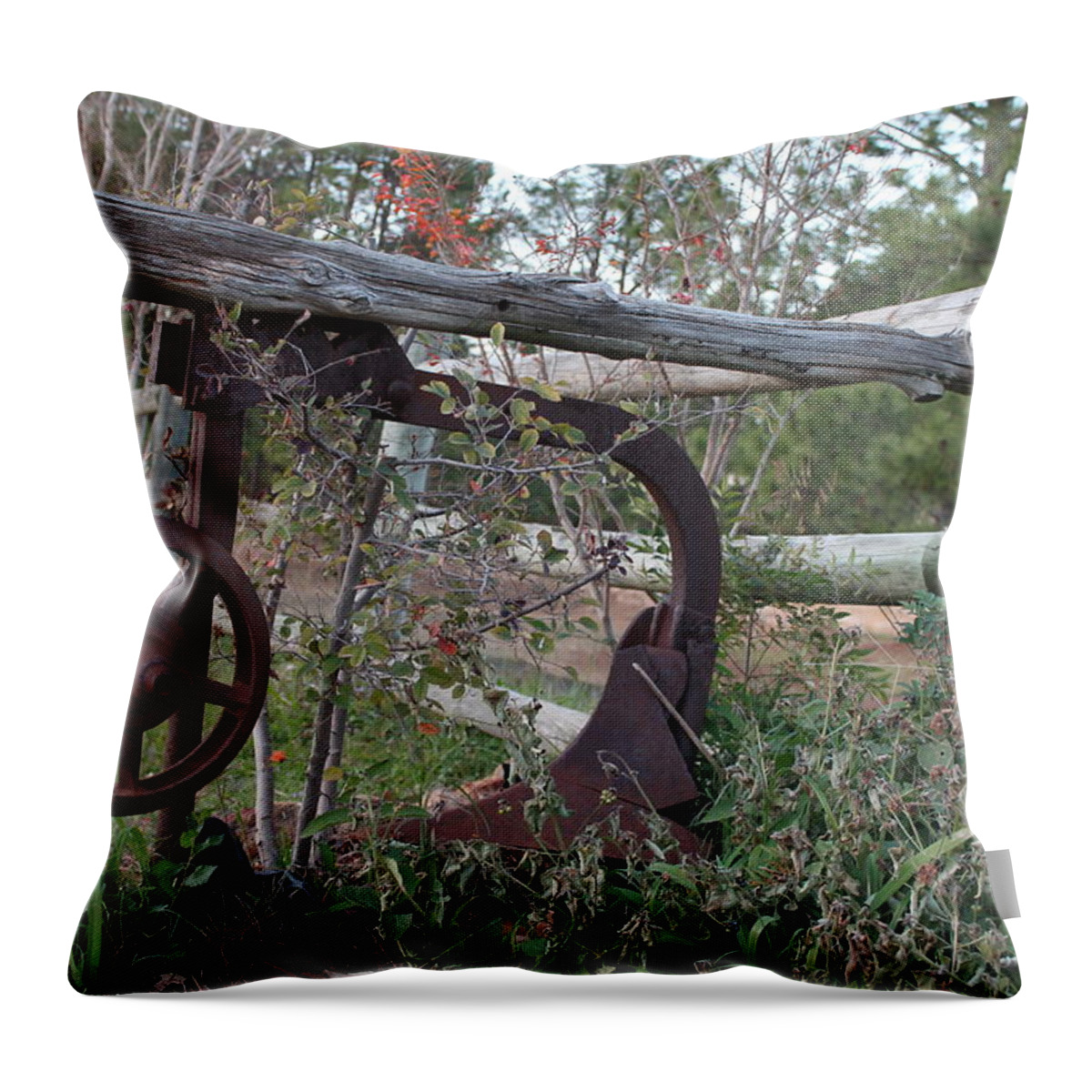 Rural Throw Pillow featuring the photograph Rural Fence Post by Lorri Crossno