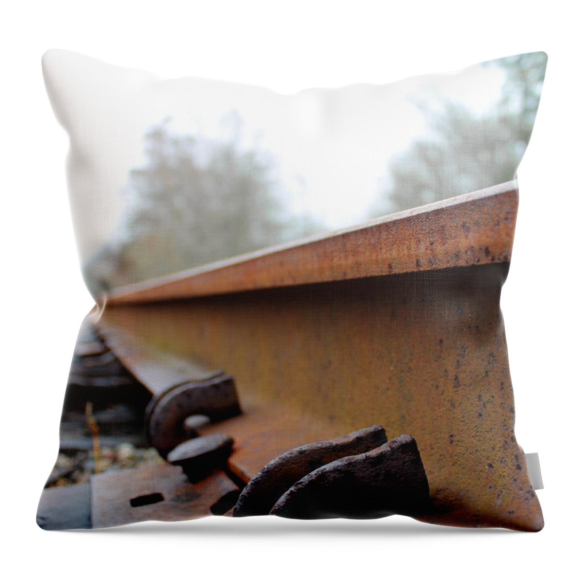 Old Track Throw Pillow featuring the photograph Rusted Track by Jessica Brown