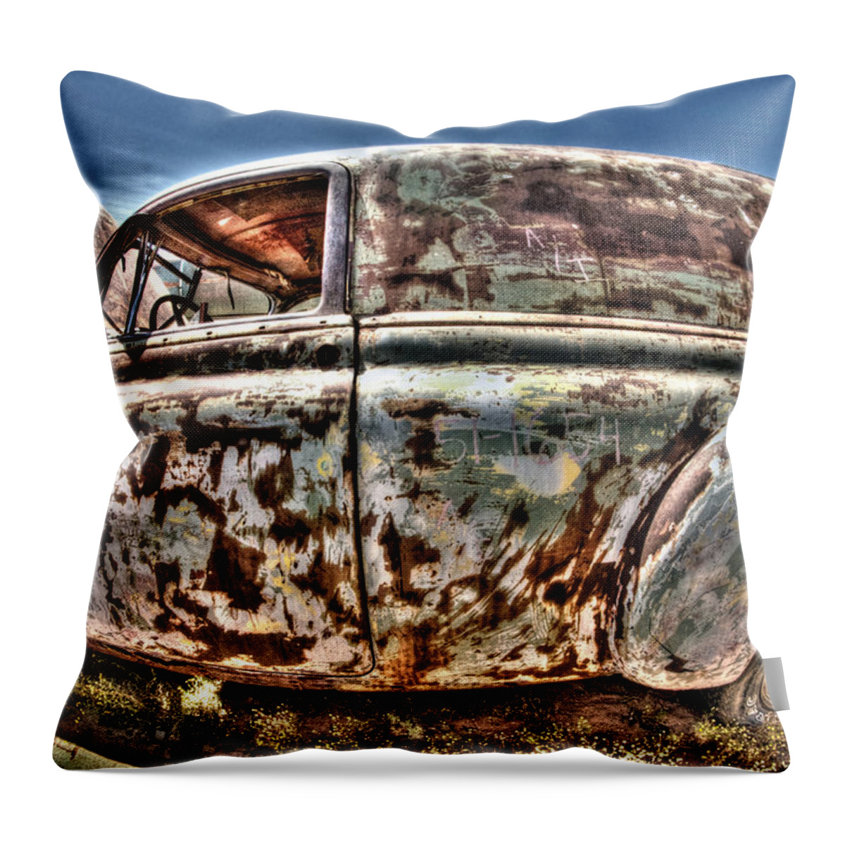 Rust Throw Pillow featuring the photograph Rusty Old American Dreams - 4 by Mark Valentine
