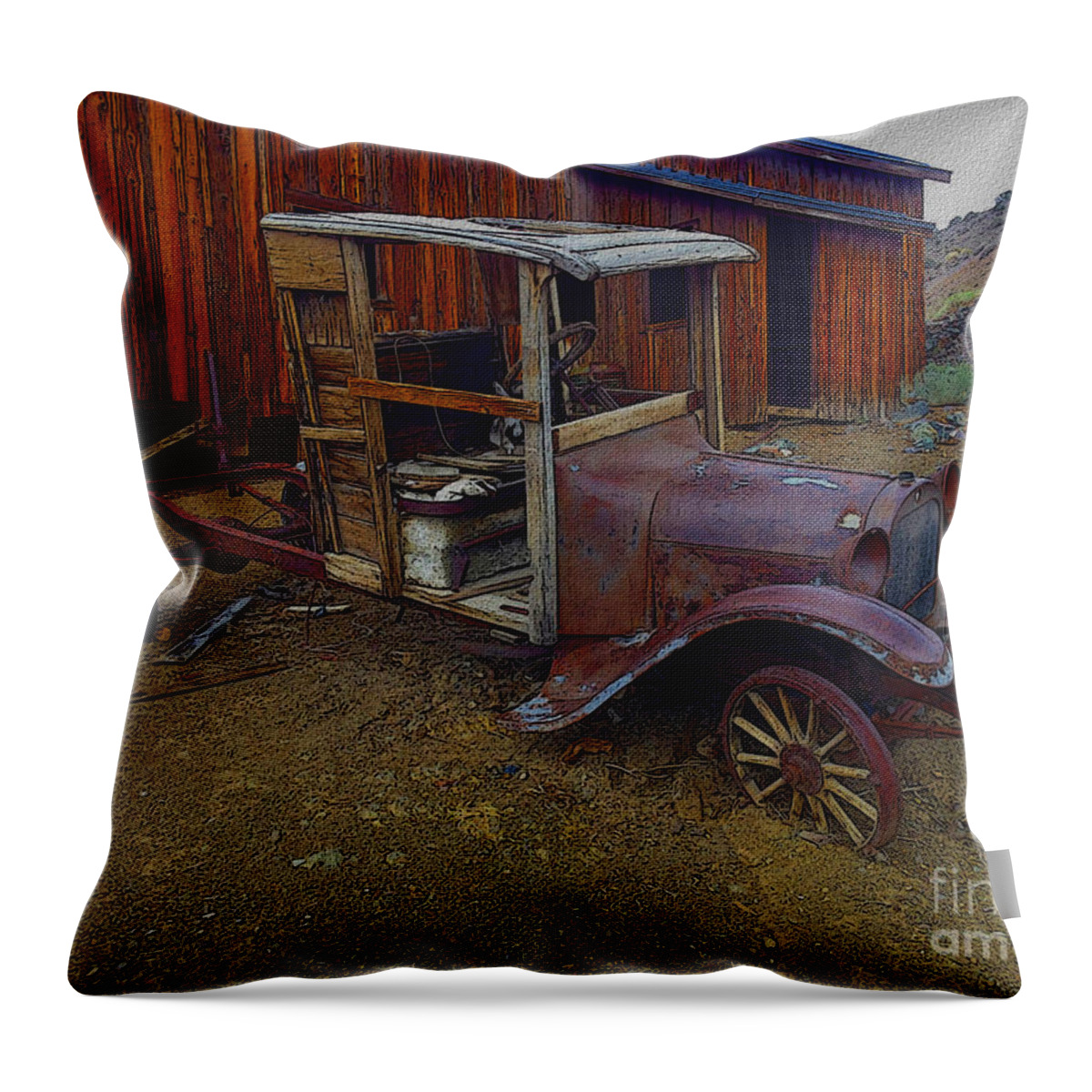 Rusty Throw Pillow featuring the photograph Rusty old vintage car by Vintage Collectables